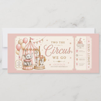 Invitation Fille thème carnaval rétro 2e anniversaire
