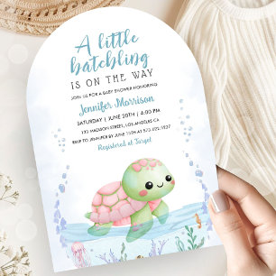 Invitation Fille Tortue de Mer Nouveau-Né Baby Shower Arche R