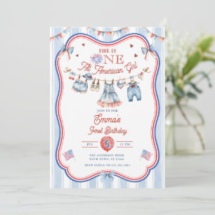 Invitation Fille tout à fait Américaine 1er anniversaire