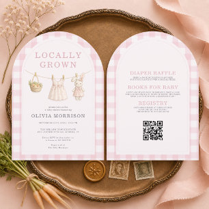 Invitation Fille Tout en Un Fête de Naissance Rose Cultivée L