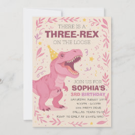 Invitation Fille Trois-Rex Anniversaire Dinosaure