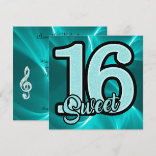 Invitation Fille Turquoise douce 16 Anniversaire