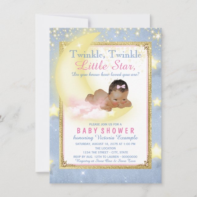 Invitation Fille Twinkle Twinkle Little Star Baby shower (Devant)