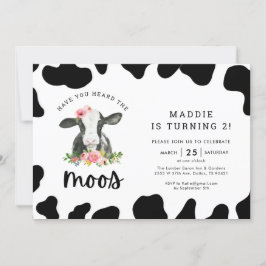 Invitation Fille Vache Avez-Vous Entendu Le Moos 2e Anniversa