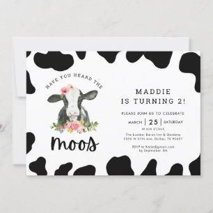 Invitation Fille Vache Avez-Vous Entendu Le Moos 2e Anniversa