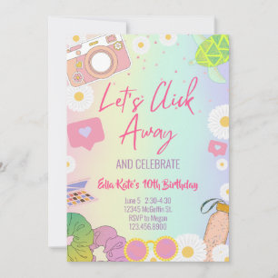Invitation Fille VSCO Fête de fillette adolescente tenue tie-