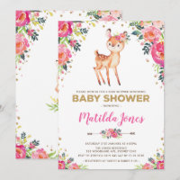 Fille Woodland Deer Floral Fawn Baby shower Party