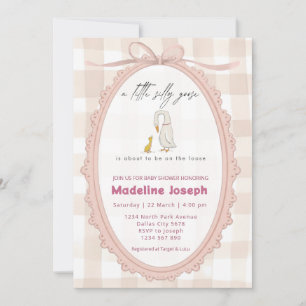 Invitation Filleaucanard aquarelle rose à carreaux Baby Showe