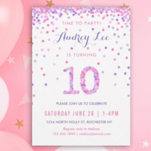 Invitation Filles 10e anniversaire Dixième anniversaire Confe
