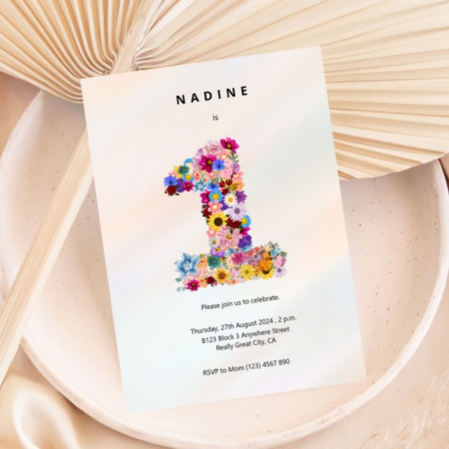 Invitation Filles 1er anniversaire Premier anniversaire Fête  (Créateur téléchargé)