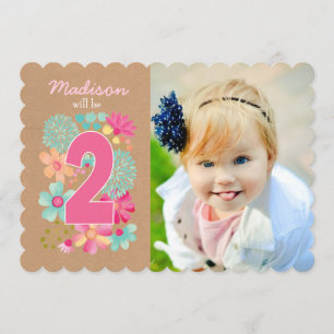 Invitation Filles 2e anniversaire Numéro de fête Photo Invita