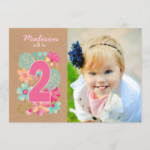 Invitation Filles 2e anniversaire Numéro de fête Photo Invita