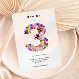 Invitation Filles 3e anniversaire Troisième anniversaire Fête