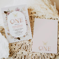 Filles à cadre blanc Boho rose Floral 1er annivers
