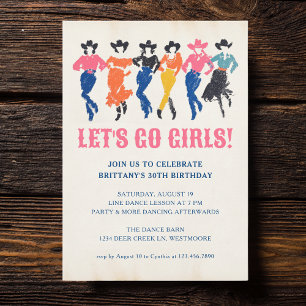 Invitation Filles à mâchoires modernes Ligne Danse Adulte Fêt