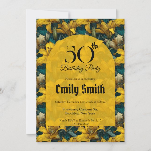 Invitation Filles Accent Boho Lilies Fête d'anniversaire (Devant)