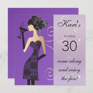 Invitation Filles Anniversaire ou Bachelorette Bash en violet