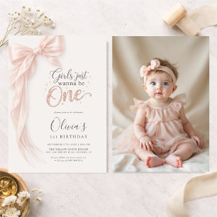Invitation Filles au nœud rose veulent juste être sur une pho
