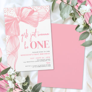 Invitation Filles au Nœud Rose Veulent Tout Simplement être U