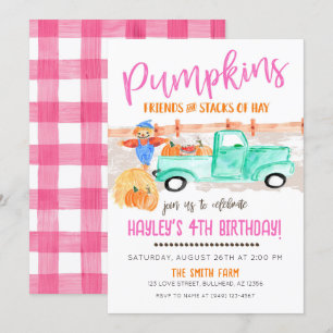 Invitation Filles Automne Fermier Citrouille Patch Vieux Cami