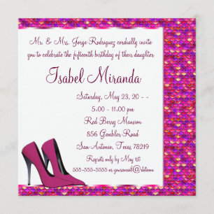 Invitation Filles aux talons hauts 15e fête Quinceanera