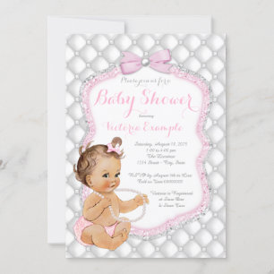 Invitation Filles Baby Shower Perle Rose