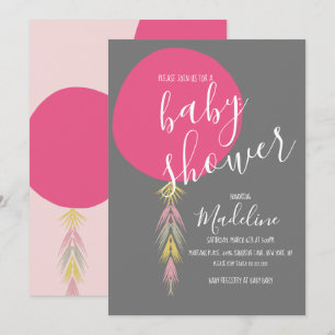 Invitation Filles Baby shower Tassel Boho Balloon