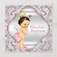 Filles Baptême de bébé fille ange rose blanc