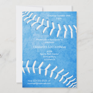 Invitation filles bleu softball anniversaire ou fête d'équipe