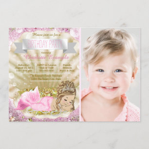 Invitation Filles Blonde Sirène fête d'anniversaire