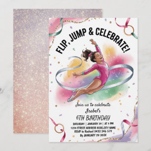 Invitation Filles branchées Gym Gymnastique Fête d'anniversai