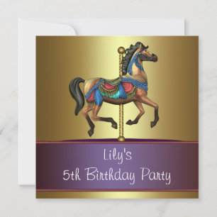 Invitation Filles Carousel Pony 5e anniversaire