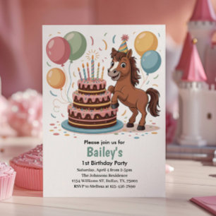 Invitation Filles Cheval 1er Anniversaire