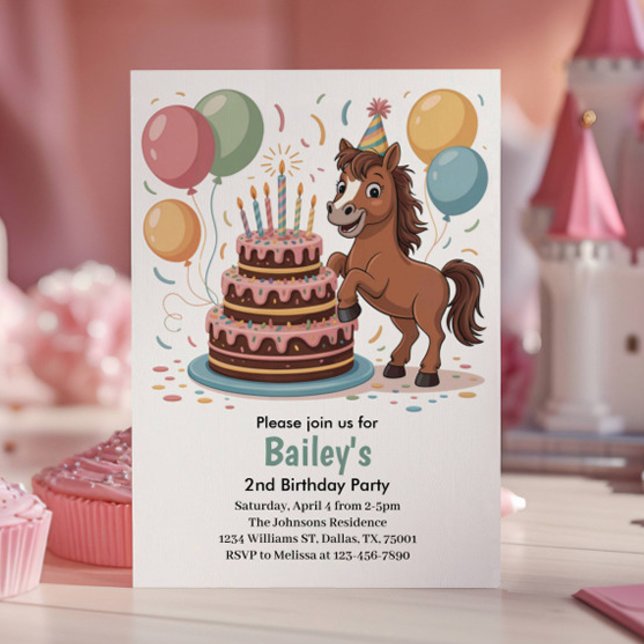 Invitation Filles Cheval 2e fête d'anniversaire (Créateur téléchargé)