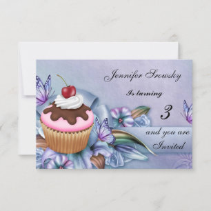 Invitation Filles Cupcake fête d'anniversaire