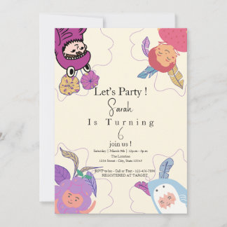 Invitation Filles Customisées de petite mignonne anniversaire