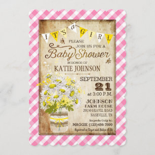 Invitation Filles de campagne En vichy vérifier le Baby showe