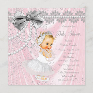 Invitation Filles de satin rose perle Baby Shower