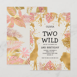 Invitation Filles Deux Sauvages 2e Anniversaire Rose Ecru Saf