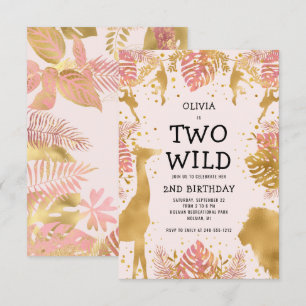 Invitation Filles Deux Sauvages 2e Anniversaire Safari Jungle
