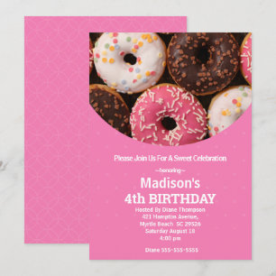 Invitation Filles Donut Fête d'anniversaire n'importe quel âg