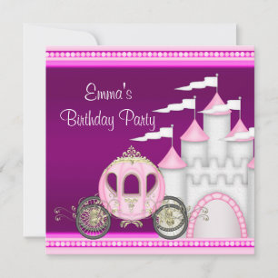 Invitation Filles du château de carrosse princesse Anniversai