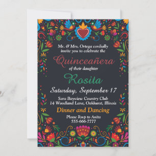 Invitation Filles espagnoles colorées 15e anniversaire Quince