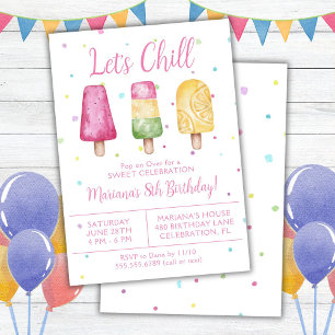 Invitation Filles Été Faisons Chill Popsicle Anniversaire