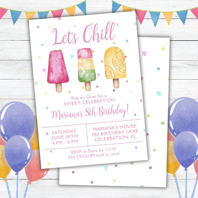 Invitation Filles Été Faisons Chill Popsicle Anniversaire (Créateur téléchargé)