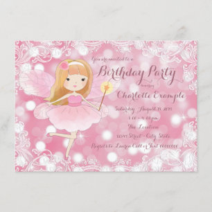 Invitation Filles Fairy Princess Fête d'anniversaire