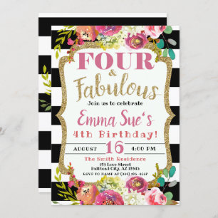 Invitation Fille's Fall Floral Four & Fabuleux 4e anniversair