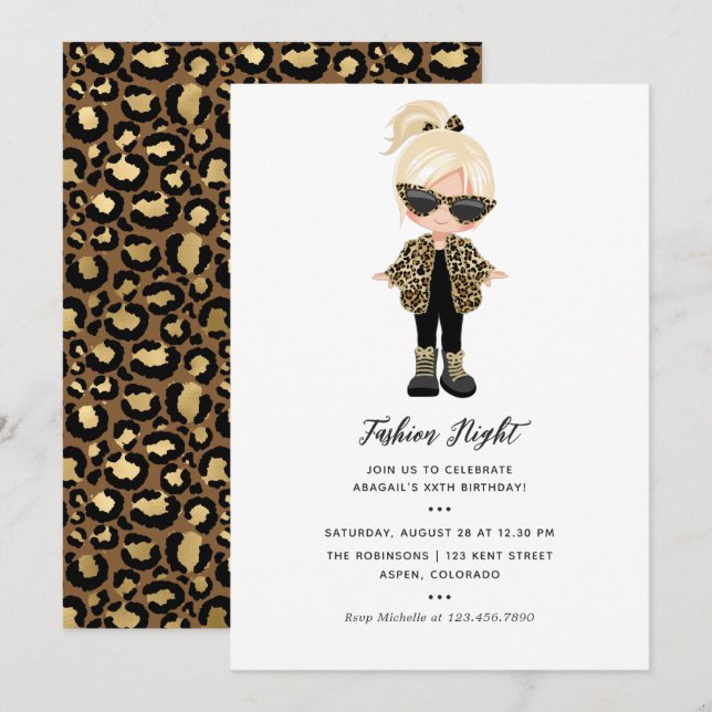 Invitation Filles Fashion Night Party (Devant / Derrière)