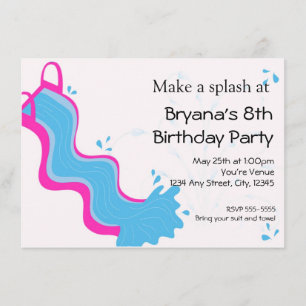 Invitation Filles Fête de la piscine d'été Toboggan aquatique