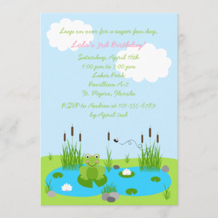 Invitation Filles Froggie Pond 5x7
